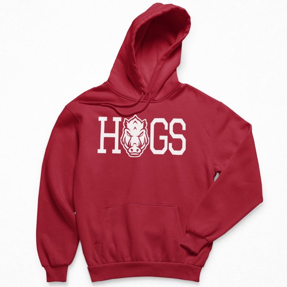 NEW Arkansas Razorbacks HOGS Sub Logo Fleece Pullover Hoodie DARK RED